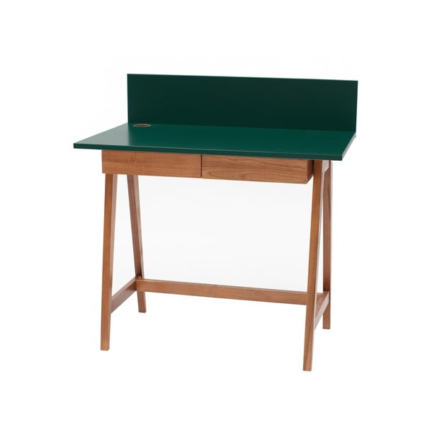 Zelený psací stůl s podnožím z jasanového dřeva Ragaba Luka Oak, délka 85 cm