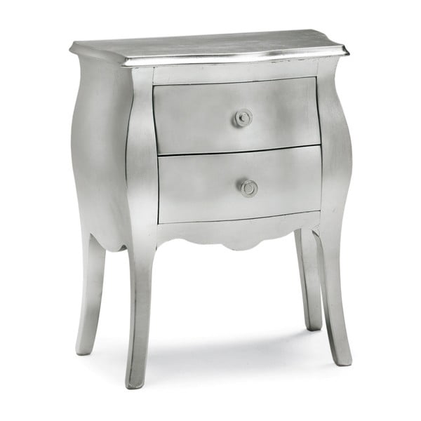 Dřevěný noční stolek ve stříbrné barvě se 2 zásuvkami Castagnetti
