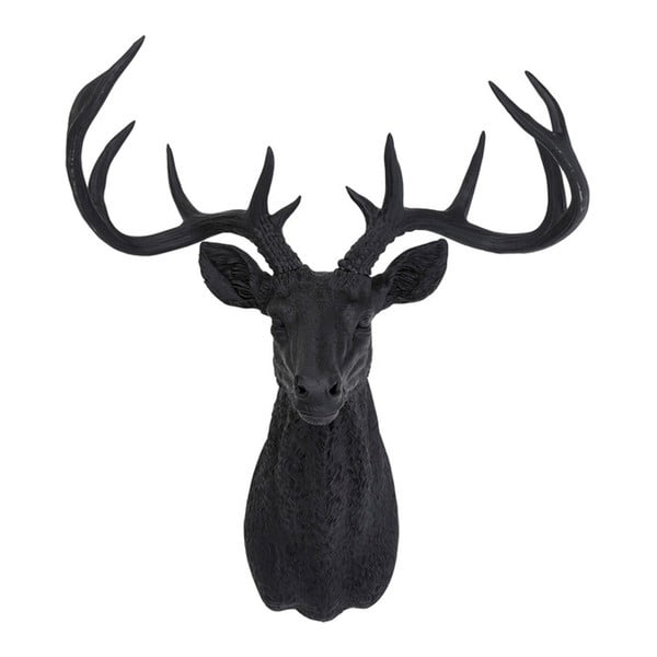 Černá nástěnná dekorace ve tvaru jelena Kare Design Deer, 62 x 93 cm