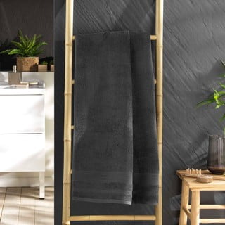 Tmavě šedá froté bavlněná osuška 70x130 cm Tendresse – douceur d'intérieur