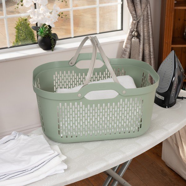 Světle zelený plastový koš na prádlo 45 l – Addis-image-1