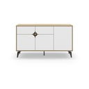 Nízká komoda v dekoru dubu v bílo-přírodní barvě 140x79 cm Nola – Marckeric