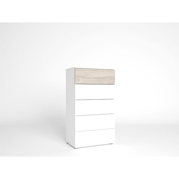 Bílá vysoká komoda v dekoru dubu 62x111 cm Sahara - Marckeric-image-2