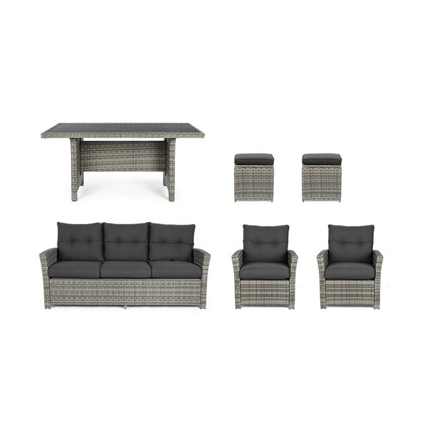 Šedý zahradní lounge set z umělého ratanu pro 6 Ariel   – Bizzotto-image-3