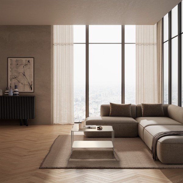 Krémový kovový konferenční stolek 70x73 cm Beatrix – MOME-image-1