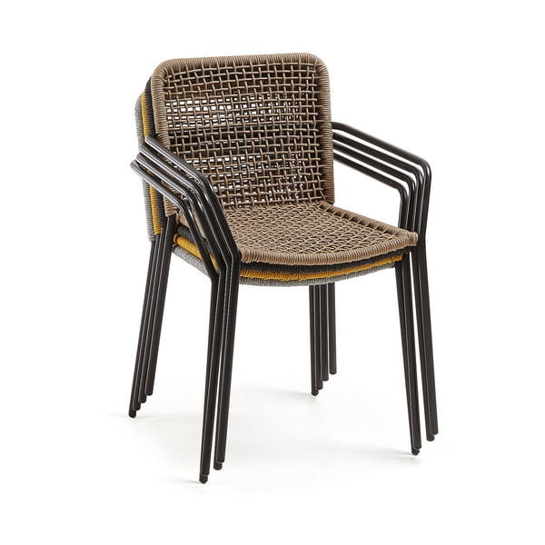 Béžová zahradní židle s ocelovou konstrukcí Kave Home Bomer-image-4