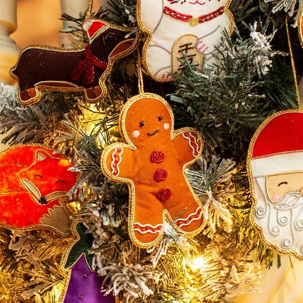 Textilní ručně vyrobená vánoční ozdoba 10 cm Gingerbread – Sass & Belle-image-1