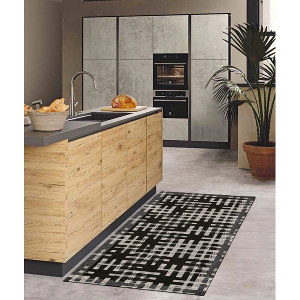 Černý pratelný běhoun 55x115 cm Dama Nero – Floorita-image-1