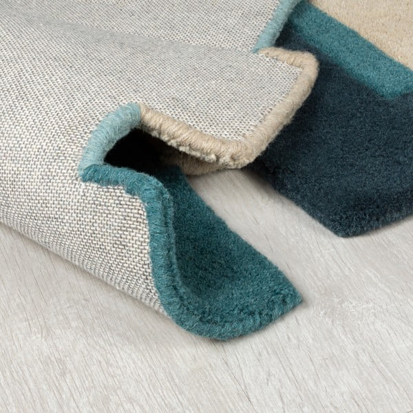 Modro-béžový vlněný běhoun 66x300 cm Collage – Flair Rugs-image-3