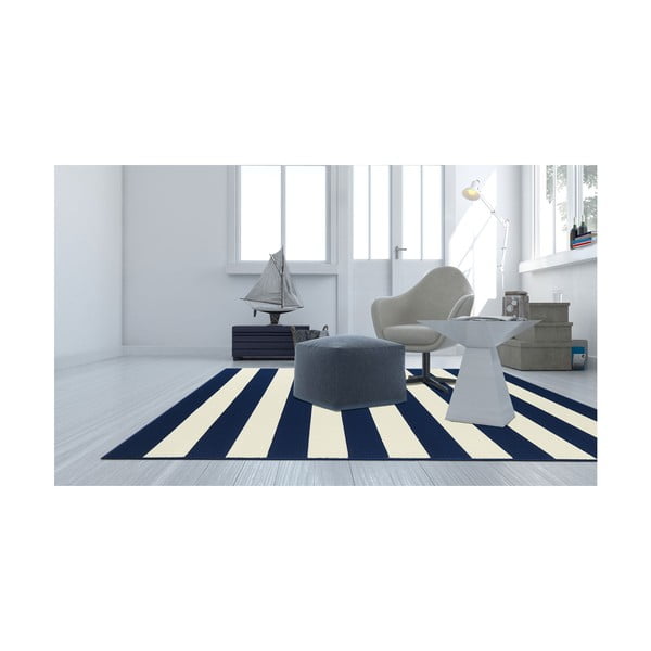 Modro-bílý venkovní koberec Floorita Stripes, 133 x 190 cm-image-3