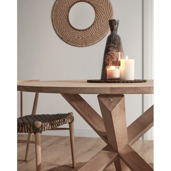 Stůl z dubového dřeva Kave Home Nori, ø 120 cm-image-3