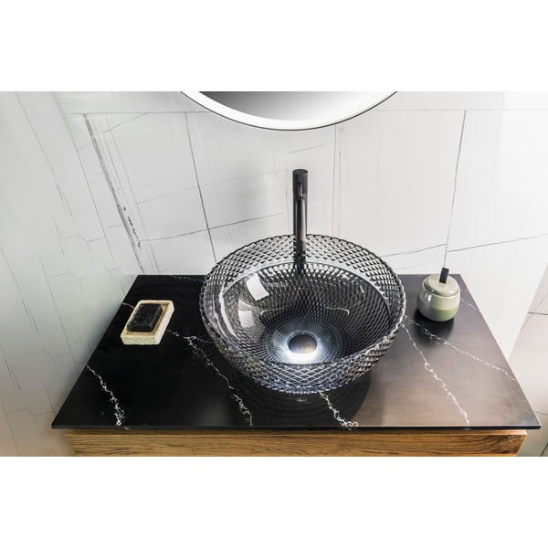 Černé skleněné kulaté umyvadlo ø 39,5 cm Marac – Sapho-image-2