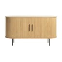 Nízká komoda v dekoru dubu s posuvnými dveřmi v přírodní barvě 140x76 cm Nola – Unique Furniture