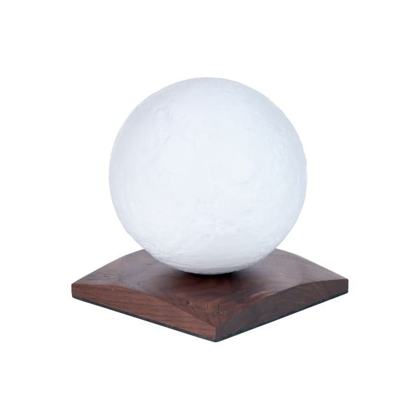 Tmavě hnědá LED stolní lampa z ořechového dřeva (výška 13 cm) Smart LunaSpin – Gingko