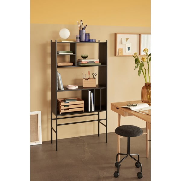 Černá knihovna z jasanového dřeva Hübsch Divide, 79 x 160 cm-image-1