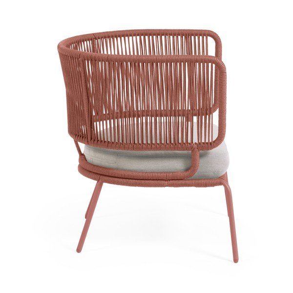 Zahradní křeslo v terakotové barvě s ocelovou konstrukcí Kave Home Nadin-image-2