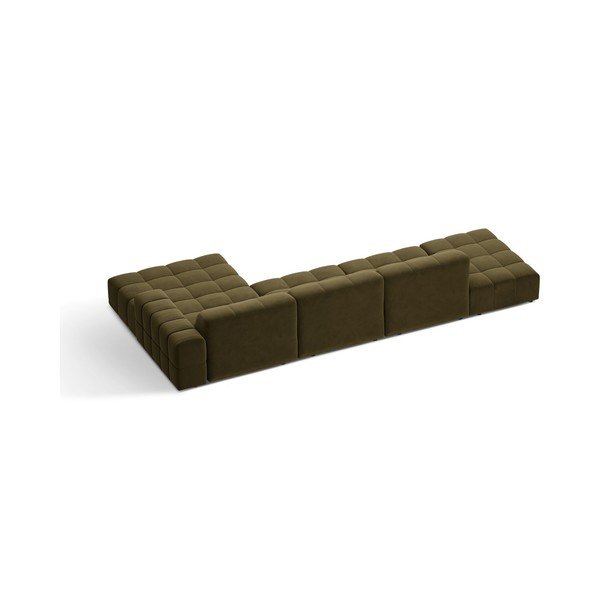 Khaki sametová rohová pohovka (pravý roh/s lenoškou) Chicago – Cosmopolitan Design-image-2