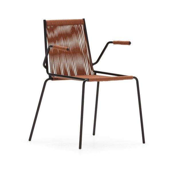 Kovové jídelní židle v sadě 2 ks s područkami/stohovatelné v terakotové barvě Emily – Marckeric