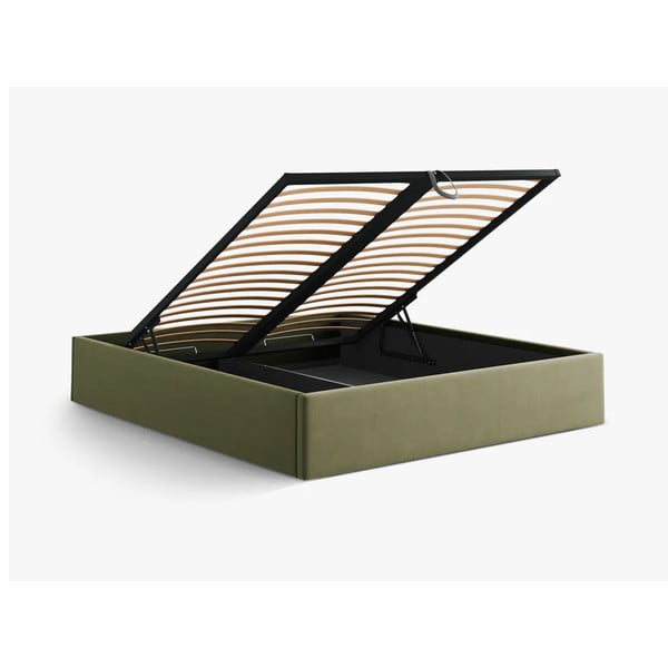 Zelená čalouněná dvoulůžková postel s úložným prostorem/bez čela s roštem 160x200 cm Susan – Micadoni -image-3