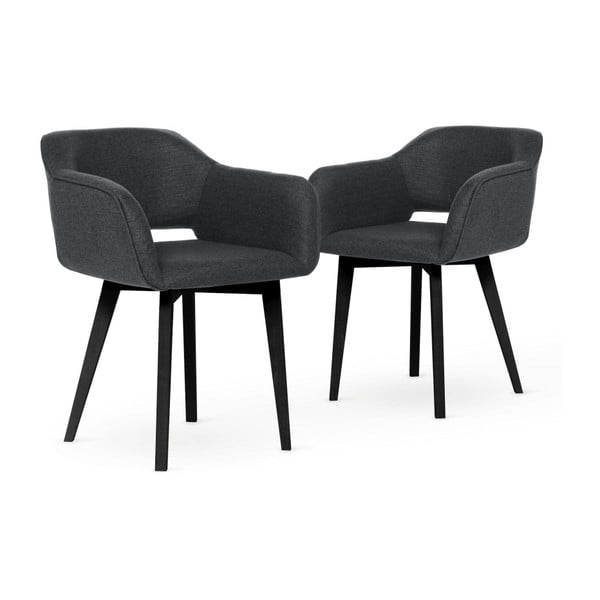 Sada 2 tmavě šedých jídelních židlí s černými nohami My Pop Design Oldenburg
