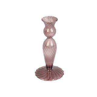 Hnědý skleněný svícen PT LIVING Swirl, výška 17 cm