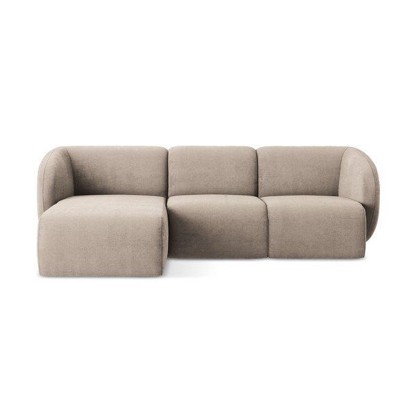 Světle hnědá žinylková rohová pohovka (levý roh/s lenoškou) Lani – Makamii