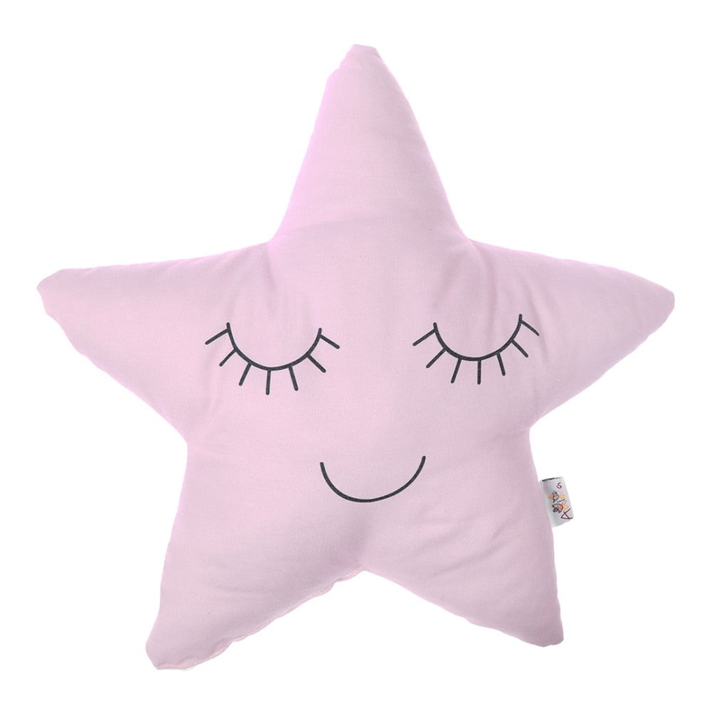 Světle růžový dětský polštářek s příměsí bavlny Mike & Co. NEW YORK Pillow Toy Star, 35 x 35 cm