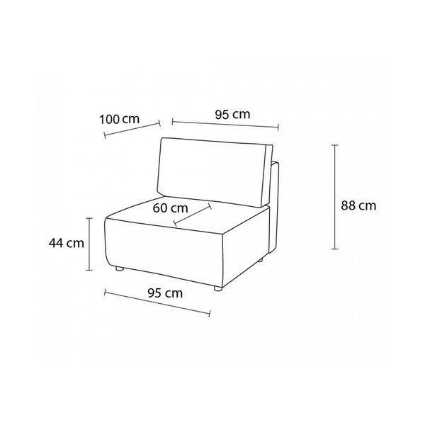 Manšestrový modul pohovky v cihlové barvě, středový díl Nihad modular – Bobochic Paris-image-4