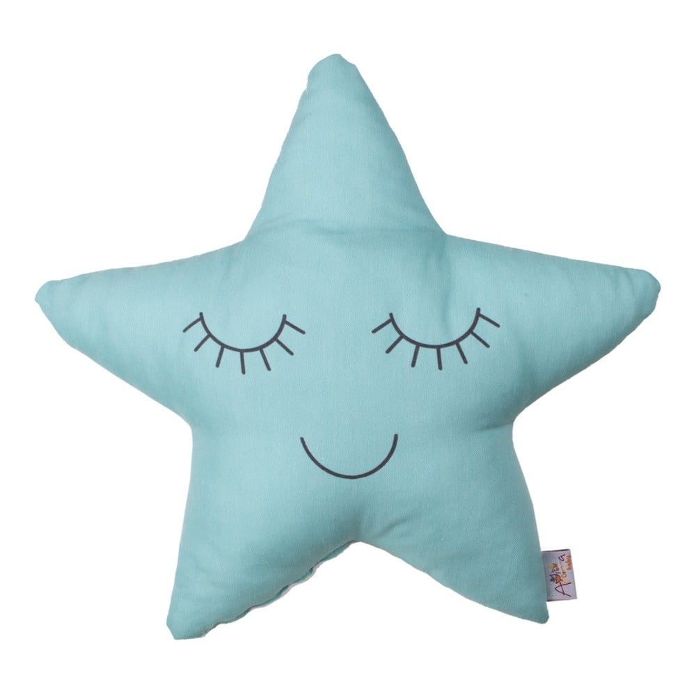 Tyrkysový dětský polštářek s příměsí bavlny Mike & Co. NEW YORK Pillow Toy Star, 35 x 35 cm