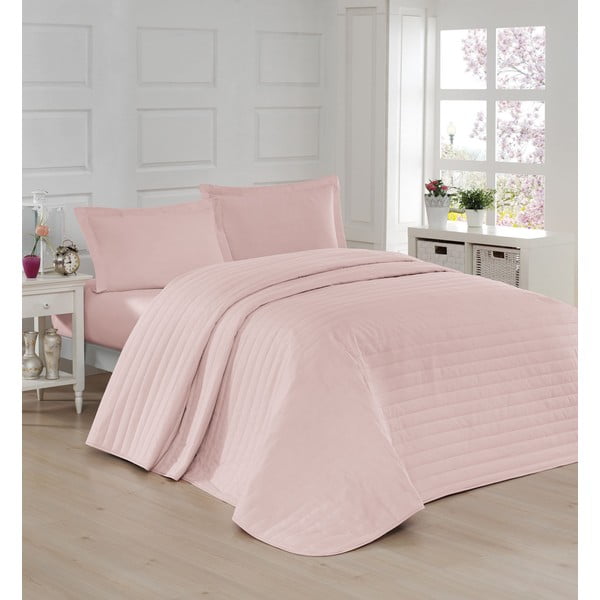 Růžový prošívaný přehoz na dvoulůžko 220x240 cm Monart – Mijolnir