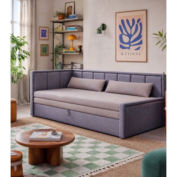 Růžová žinylková rozkládací/s úložným prostorem pohovka 214 cm Fulgeo – ELTAP-image-4
