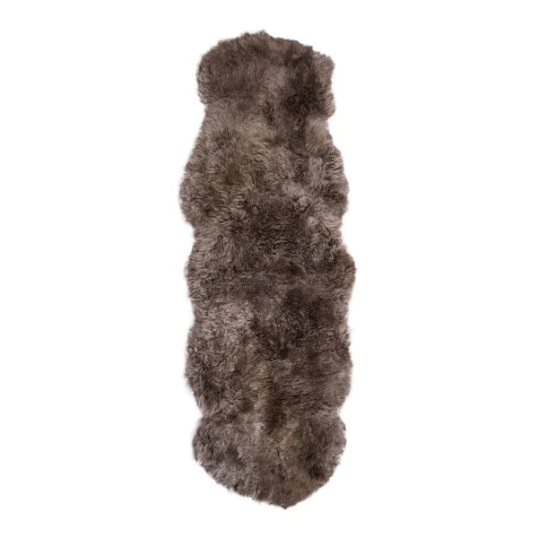 Šedohnědý kožešinový koberec s krátkým chlupem Furry, 160 x 55 cm