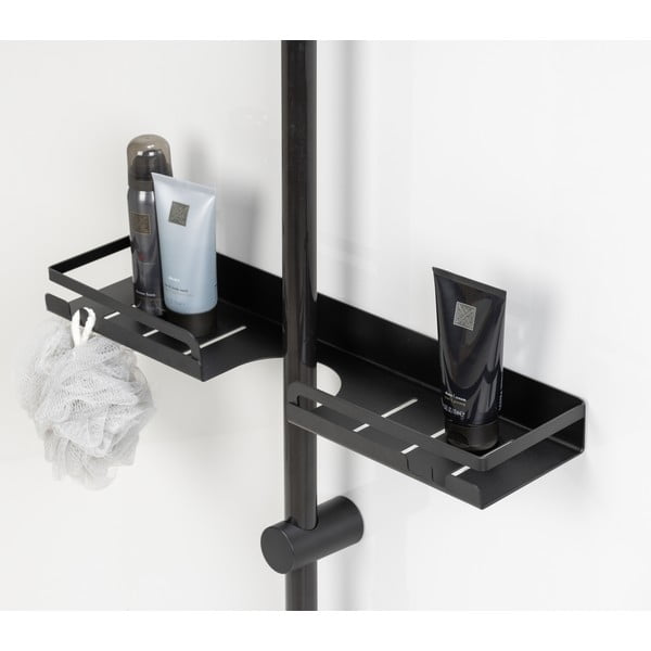 Černá samodržící koupelnová polička z nerezové oceli Altarella – Wenko-image-1