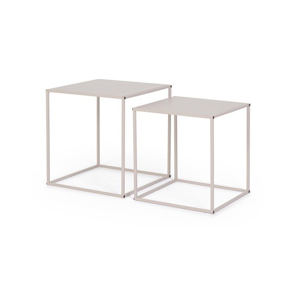 Béžové kovové konferenční stolky v sadě 2 ks 38x38 cm Alrik – Yes Everyday