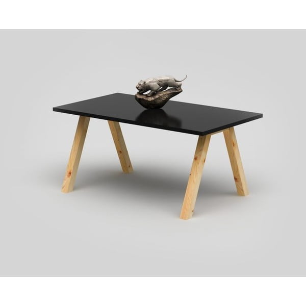 Konferenční stolek Only Wood Slim Coffee s černou deskou
