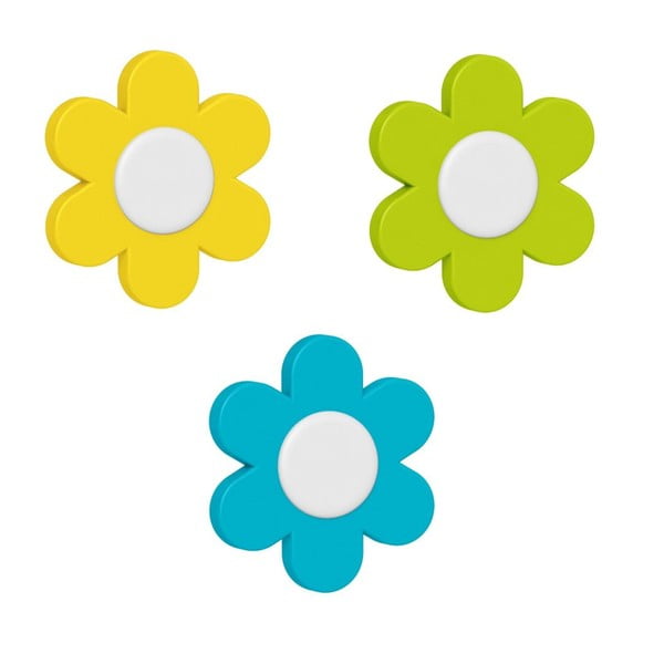 Dekorativní klipsy na květináč Flower Yellow/Green/Blue, 3 ks