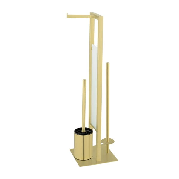 Stojan na toaletní papír se štětkou z nerezové oceli ve zlaté barvě Rivalta – Wenko-image-4