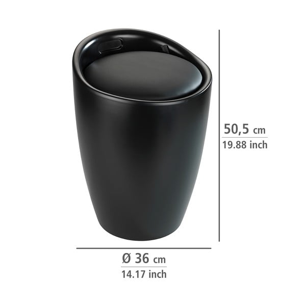 Černá koupelnová stolička s vyjímatelným košem na prádlo Wenko Candy-image-2