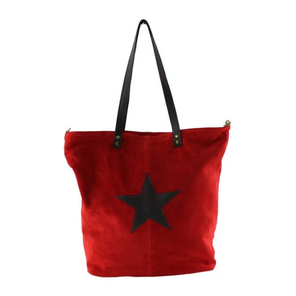 Červená kožená kabelka Asterisco