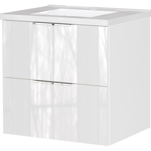 Bílá lesklá závěsná skříňka pod umyvadlo 61x61 cm Celano – Germania