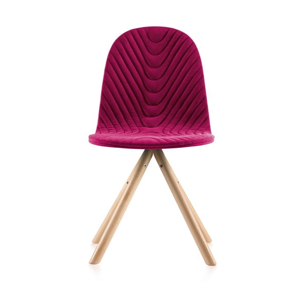 Růžová židle s přírodními nohami Iker Mannequin Wave