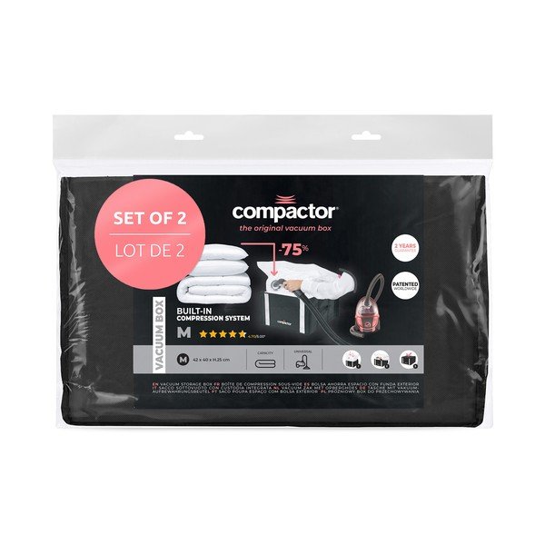 Vakuové vyztužené látkové úložné boxy na oblečení v sadě 2 ks 42x25x25 cm Black Edition – Compactor-image-4