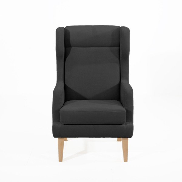 Černé křeslo ušák Max Winzer Bennet Suede-image-2