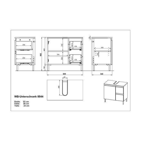 Bílá skříňka pod umyvadlo 60x56 cm Salinas - Germania-image-4