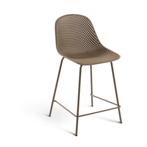 Béžová kovovo-plastová zahradní barová židle Quinby – Kave Home