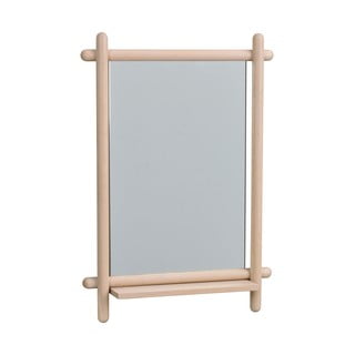 Nástěnné zrcadlo s poličkou  s dřevěným rámem 52x74 cm Milford - Rowico