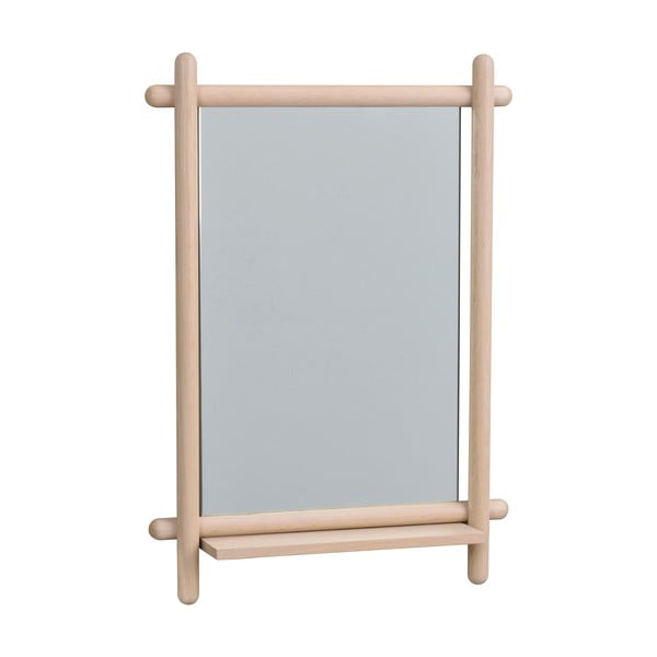 Nástěnné zrcadlo s poličkou  s dřevěným rámem 52x74 cm Milford - Rowico
