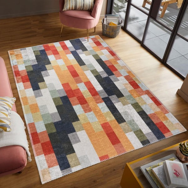 Oranžový/šedý pratelný koberec 80x150 cm Blocks of Fun – Vitaus-image-1