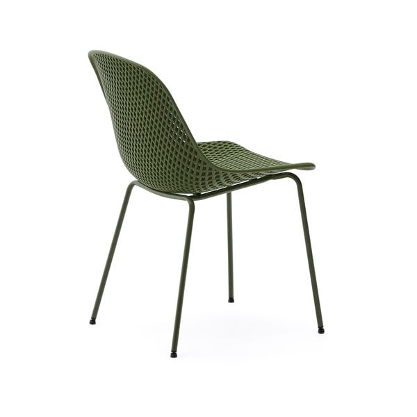 Tmavě zelená kovová zahradní židle Quinby – Kave Home-image-3