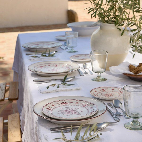 Červený/bílý dezertní  talíř z kameniny ø 17 cm Vila – Costa Nova-image-3